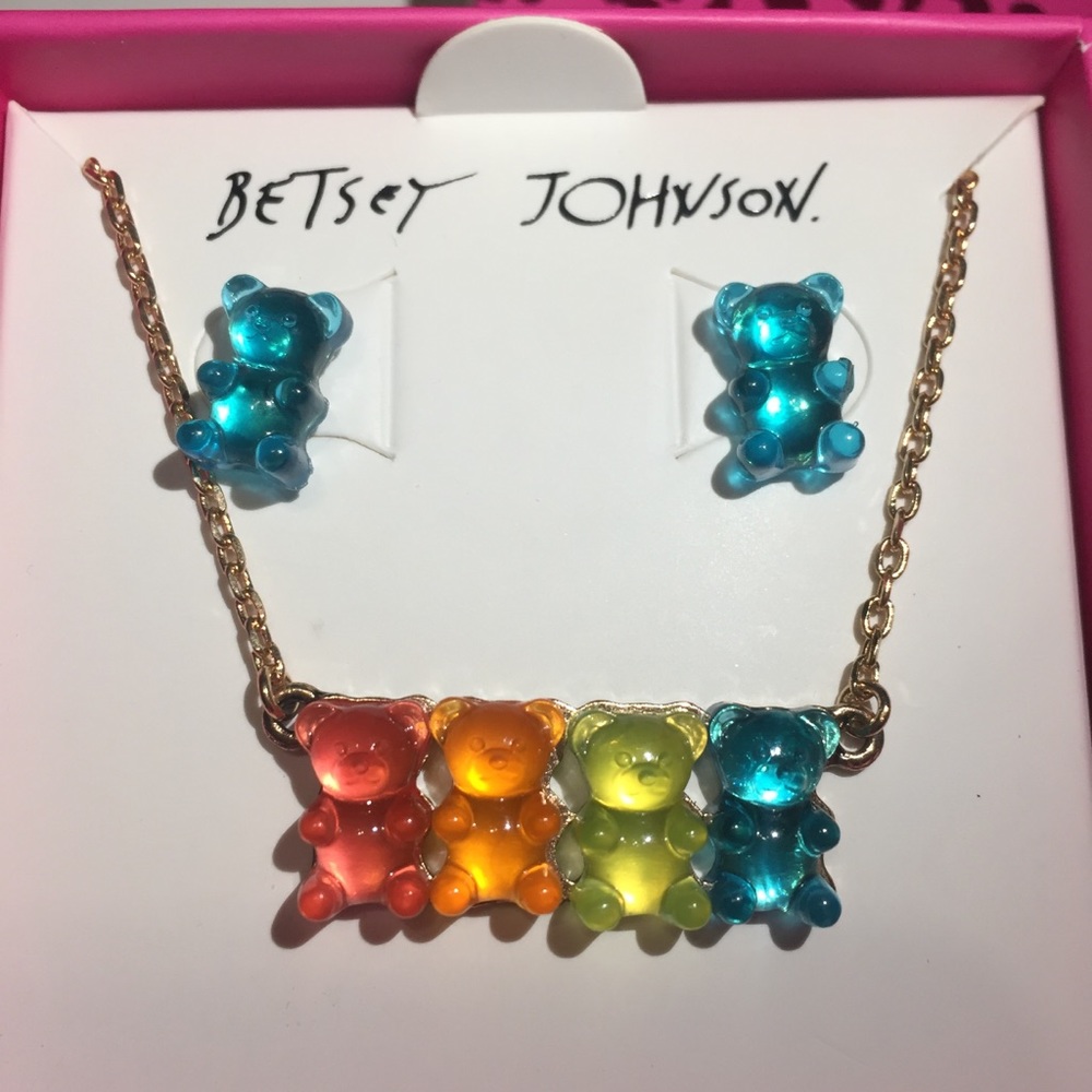 Betsey Johnson bear necklace & earrings set - Picture 2 of 4